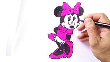 how to draw minnie mouse ( cara menggambar mini mouse)