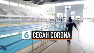 Cegah Corona, Stadion Renang GBK Disemprot Disinfektan
