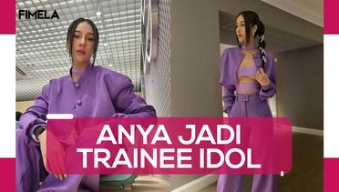 6 Gaya Anya Geraldine Cosplay Jadi Trainee Idol dengan Outfit Serba Ungu