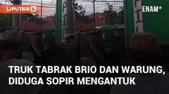 Truk Tronton Tabrak Mobil Brio dan Warung, Diduga Akibat Sopir Mengantuk
