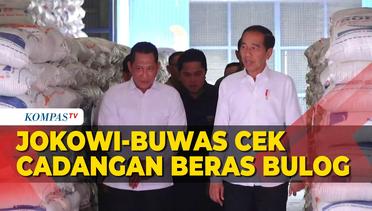 Momen Jokowi, Buwas, dan Erick Thohir Cek Cadangan Beras Bulog di Bogor