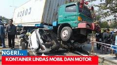 Detik detik penyelamatan penumpang mobil yang dilindas truk kontainer
