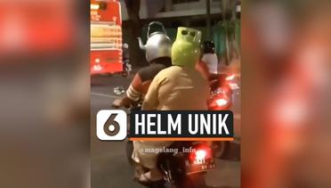 Viral Pasangan Suami Istri pakai Helm Unik 