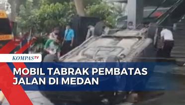 Diduga Mengemudi dengan Kecepatan Tinggi, Mobil Tabrak Pembatas Jalan di Medan, 1 Orang Meninggal