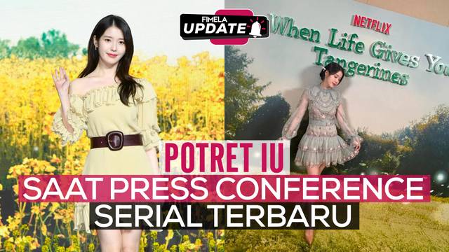 Potret Cantik IU Saat Press Conference Series Netflix "When Life Gives You Tangerine"