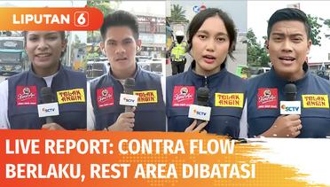 Live Report: Contra Flow Diberlakukan di Tol Cikampek, Waktu Singgah di Rest Area Dibatasi | Liputan 6