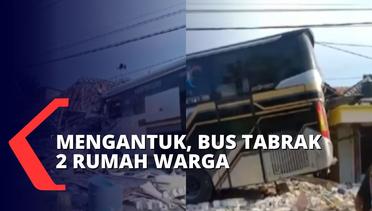 Diduga Mengantuk, Bus Tabrak 2 Rumah Warga di Lamongan, Kerugian Hingga Puluhan Juta Rupiah!