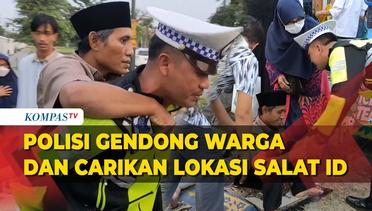 Begini Aksi Polisi Gendong Warga Disabilitas yang Akan Salat Id di Pura Mangkunegaran Solo