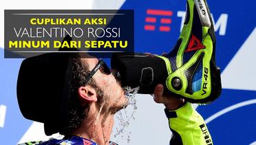 Cuplikan Aksi Minum Rossi dari Sepatu di Podium MotoGP San Marino