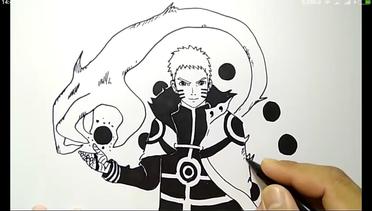 cara menggambar naruto kyubi mode super gampang - how to draw naruto easy way