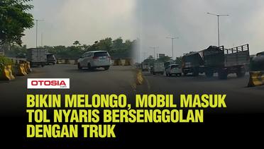 Mobil Nyelonong Masuk Jalan Tol, Nyaris Bersenggolan dengan Truk Gandeng