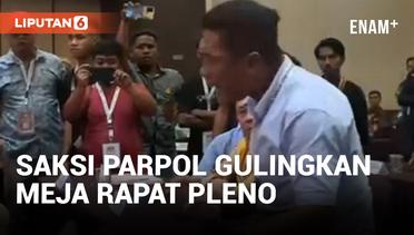 Ngamuk! Saksi Parpol Gulingkan Meja Saat Rapat Pleno Rekapitulasi Suara di Maluku Utara