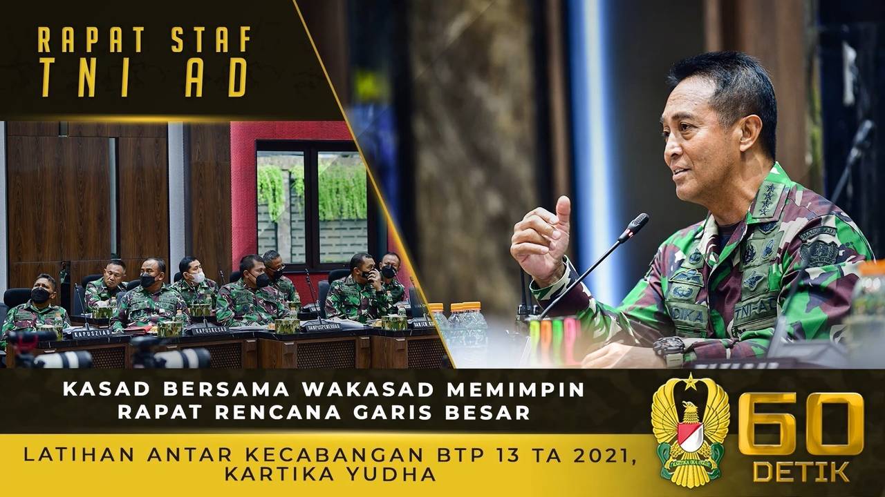 Kasad Bersama Wakasad Memimpin Rapat Rencana Garis Besar Latihan Antar Kecabangan Btp 13 Ta 2021 