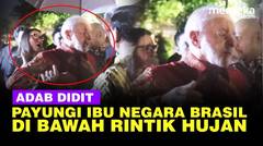 Adab Didit Prabowo, Sigap Payungi Ibu Negara Brasil Janja Silva di Bawah Rintik Hujan