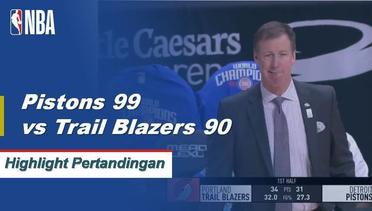 NBA I Cuplikan Pertandingan : Pistons 99 vs Trail Blazers 90