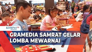 Ratusan Anak Ikuti Lomba Mewarnai yang DiSelenggarakan Oleh Gramedia Samrat Dan Estudee