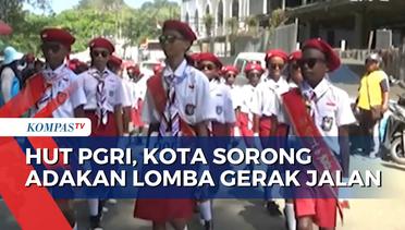 Peringati HUT ke-78 PGRI, Ratusan Pelajar di Kota Sorong Antusias Ikuti Lomba Gerak Jalan