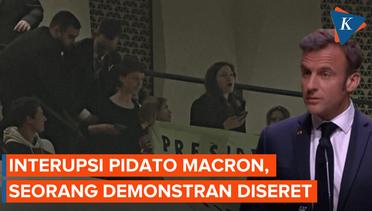Pidato Macron Diinterupsi, Seorang Demonstran Diseret Paksa