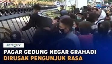 Pagar Gedung Negara Grahadi Surabaya Dirusak Pengunjuk Rasa