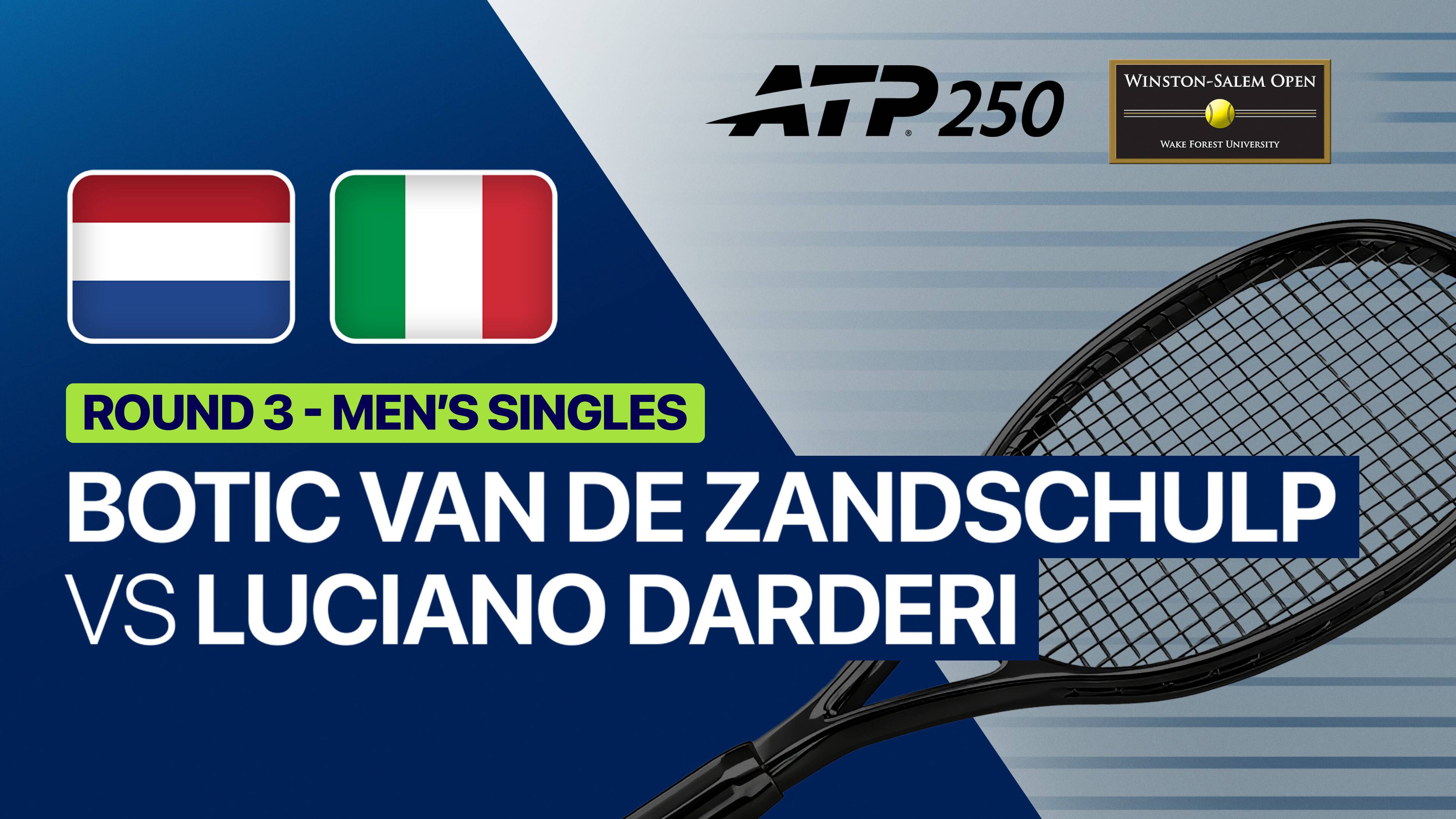Botic van de Zandschulp vs Luciano Darderi - Round 3 | ATP 250: Winston-Salem Open 2026
