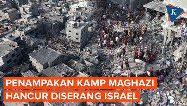 Penampakan Udara Kehancuran Kamp Maghazi yang Diserang Israel