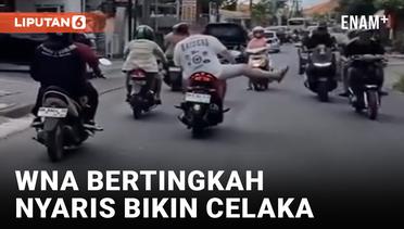 Edan! Bule Naik Motor Ugal-ugalan Bentangkan Kaki ke Pemotor Wanita di Bali