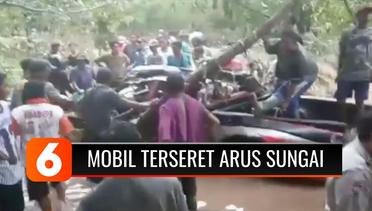 Ngeri! Pengendara di Sumbawa Hanyut Bersama Mobilnya saat Menyeberangi Sungai yang Sedang Banjir | Liputan 6