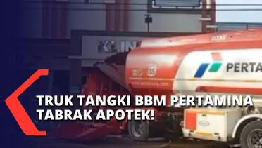 Ban Oleng, Truk Tangki BBM Pertamina Tabrak Apotek di Tasikmalaya Jawa Barat!