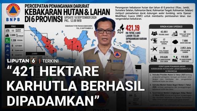 BNPB: "421 Hektare Lebih Lahan Karhutla Berhasil Dipadamkan" | Liputan 6