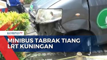 Diduga Mengantuk, Sebuah Minibus Tabrak Tiang LRT Kuningan Jaksel!