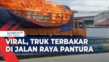 Viral, Truk Terbakar di Jalan Raya Pantura Demak
