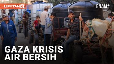 Antrian Panjang Gerobak Keledai Penjual Air di Gaza