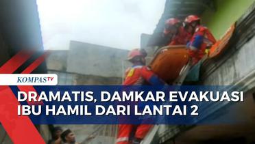 Tengah Sakit, Tim Damkar Sektor Matraman Evakuasi Ibu Hamil yang Terjebak di Lantai 2 Rumahnya!