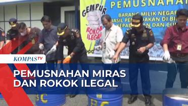 Bea Cukai Sorong Musnahkan 3.200 Batang Rokok dan 1.008 Miras Ilegal!