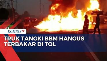 Truk Tangki BBM Pertalite dan Solar Hangus Terbakar di Jalan Tol Tangerang  Merak