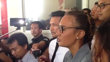 ANTARANEWS - Aktris Nadine Chandrawinata usai diperiksa di Polda Metro, Jakarta.