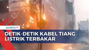 Berbahaya! Inilah Detik-Detik Kabel Tiang Listrik di Jakarta Terbakar!