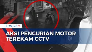 Terekam CCTV! Detik-Detik 2 Pelaku Curanmor di Palembang Lancarkan Aksinya