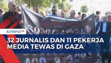 Bawa Peti Mati, Jurnalis Palestina Demo ke Markas Besar PBB di Ramallah