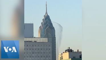 Water Gushes Out of Philadelphia Skyscraper