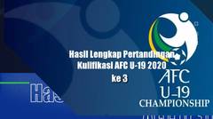 Hasil Lengkap Pertandingan Kulifikasi AFC U-19 2020 Macht Ke 3