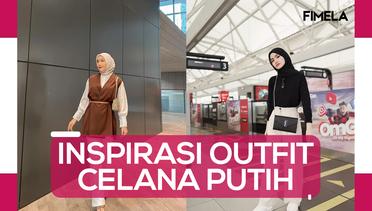 Inspirasi OOTD Hijab dengan Celana Putih