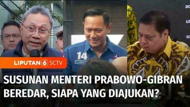 Susunan Menteri Kabinet Prabowo-Gibran, Siapa yang Diajukan? | Liputan 6