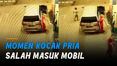 Momen Kocak Pria Salah Masuk Mobil di SPBU, Warganet Ikut Malu