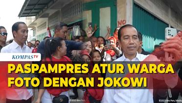 Momen Paspampres Atur Warga yang Ingin Foto Bareng Presiden Jokowi di Binjai