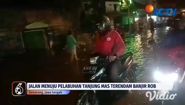 Jalan Menuju Pelabuhan Tanjung Mas Terendam Banjir Rob