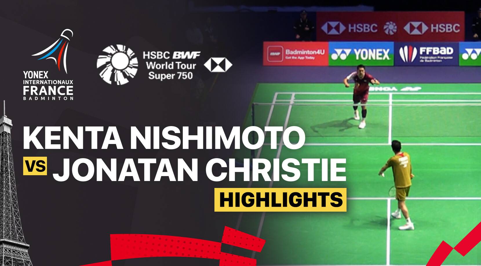 Kenta Nishimoto (JPN) vs Jonatan Christie (INA) - Men's Singles Round of 32 | YONEX French Open 2025.