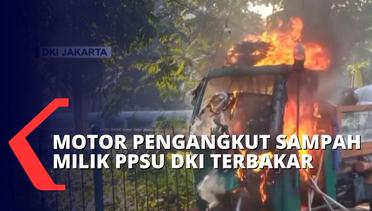 Motor Pengangkut Sampah Milik PPSU DKI Jakarta Terbakar, Mobil Dinas Pertamanan Bantu Padamkan Api