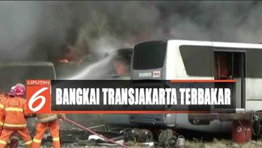 Puluhan Bangkai Bus Transjakarta di Pool Pamulang, Tangerang Selatan, Terbakar - Liputan 6 Pagi