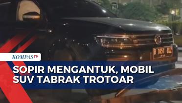 Akibat Sopir Mengantuk, Mobil Suv Tabrak Trotoar di Jakarta Pusat